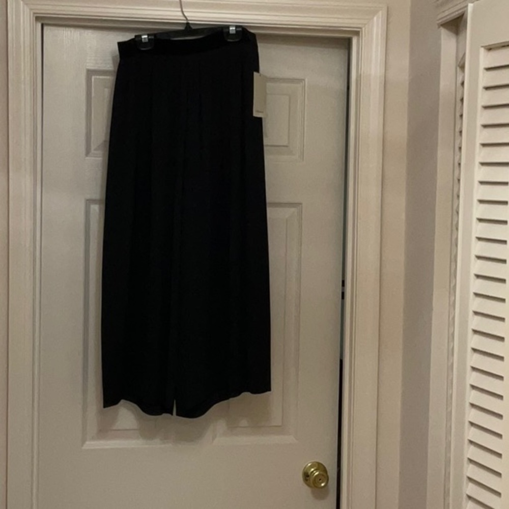 Black Pleated Midi Wide Leg plazzo pants